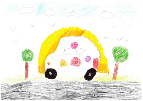 La voiture rose Arc-en-ciel - Emeline